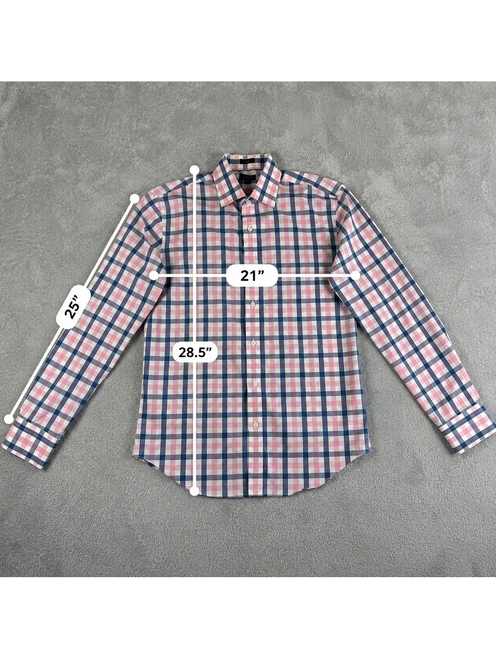 J.Crew BI050 Flex Washed Slim Fit Pink Blue Plaid Button Down Shirt Men's M